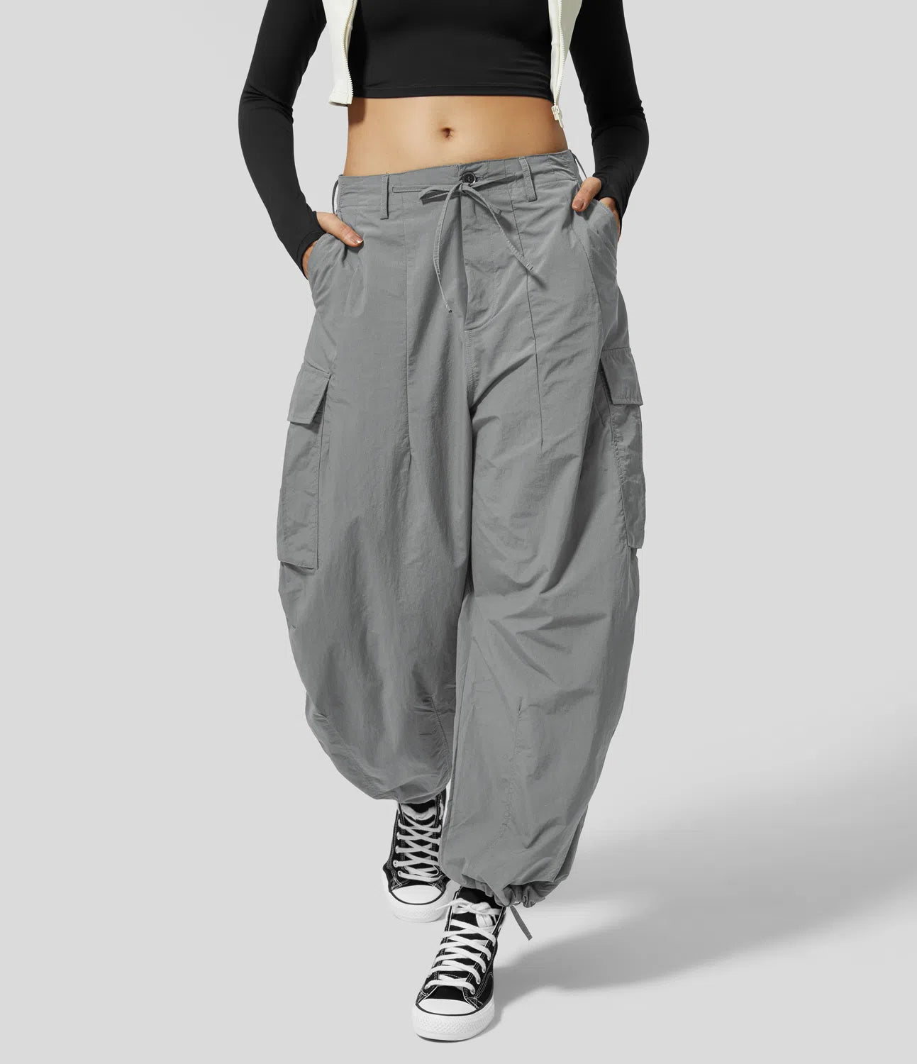 Button Zipper Multiple Pockets Casual Cargo Joggers