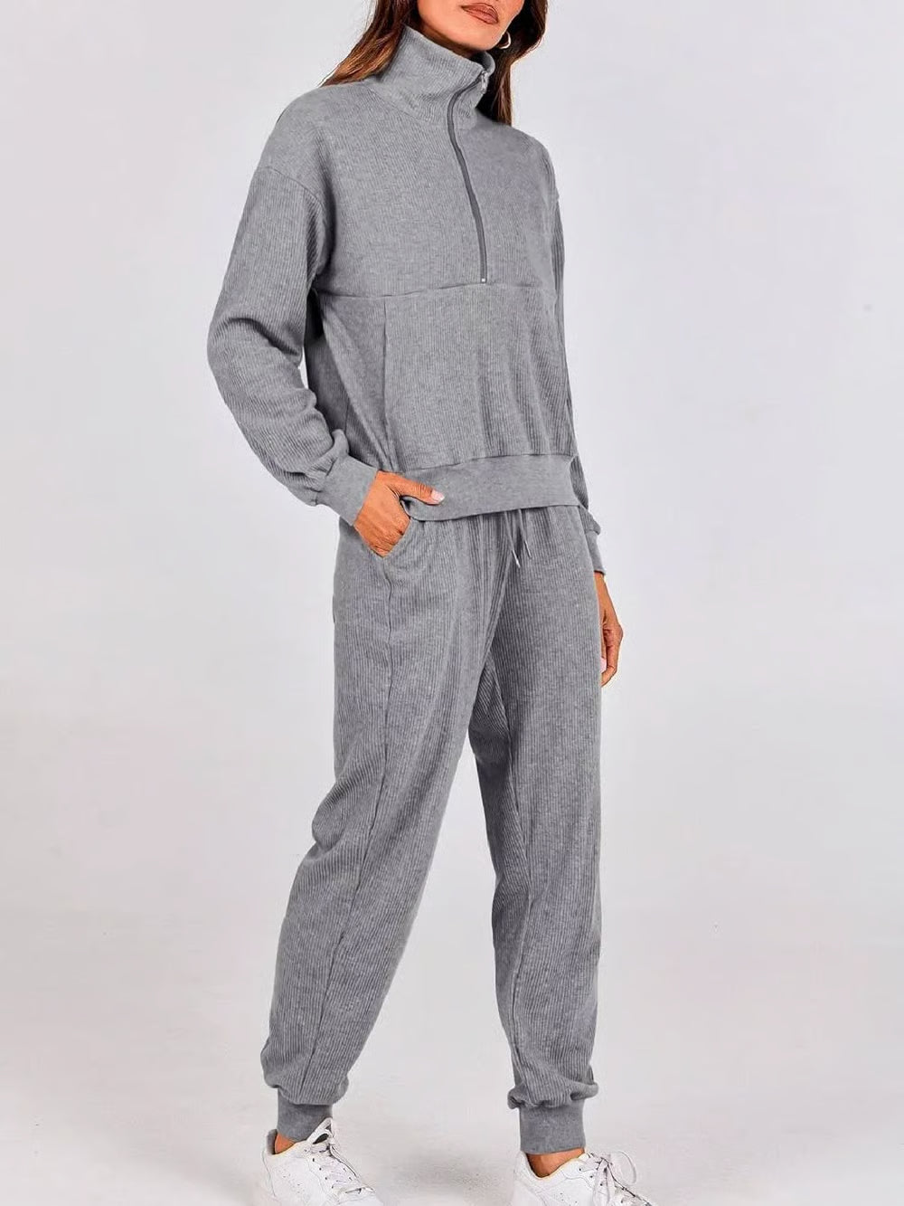 StopnShops 2 Piece Long Sleeve Half Zip Pullover Fall Tracksuit Sweatsuits Set
