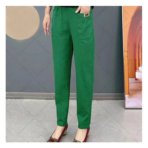 Women's Elastic Waist Cotton Trousers