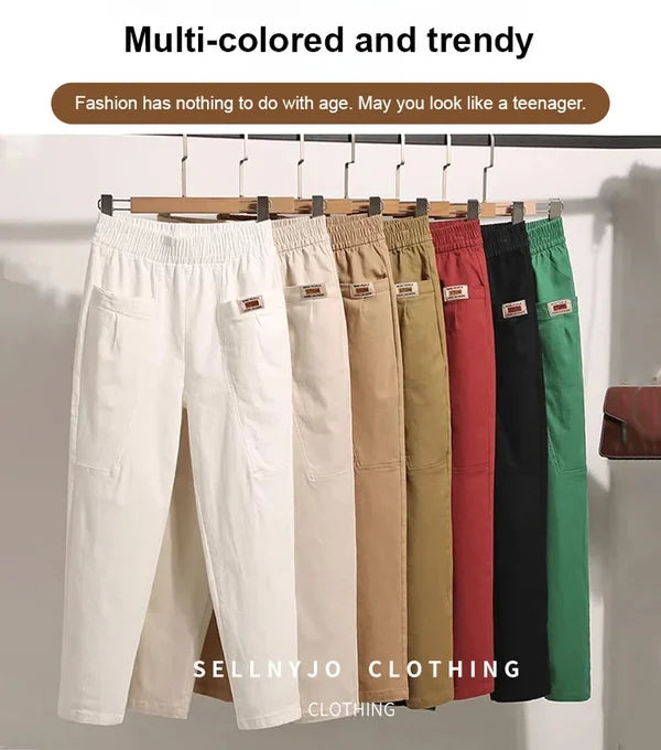 Women's Elastic Waist Cotton Trousers