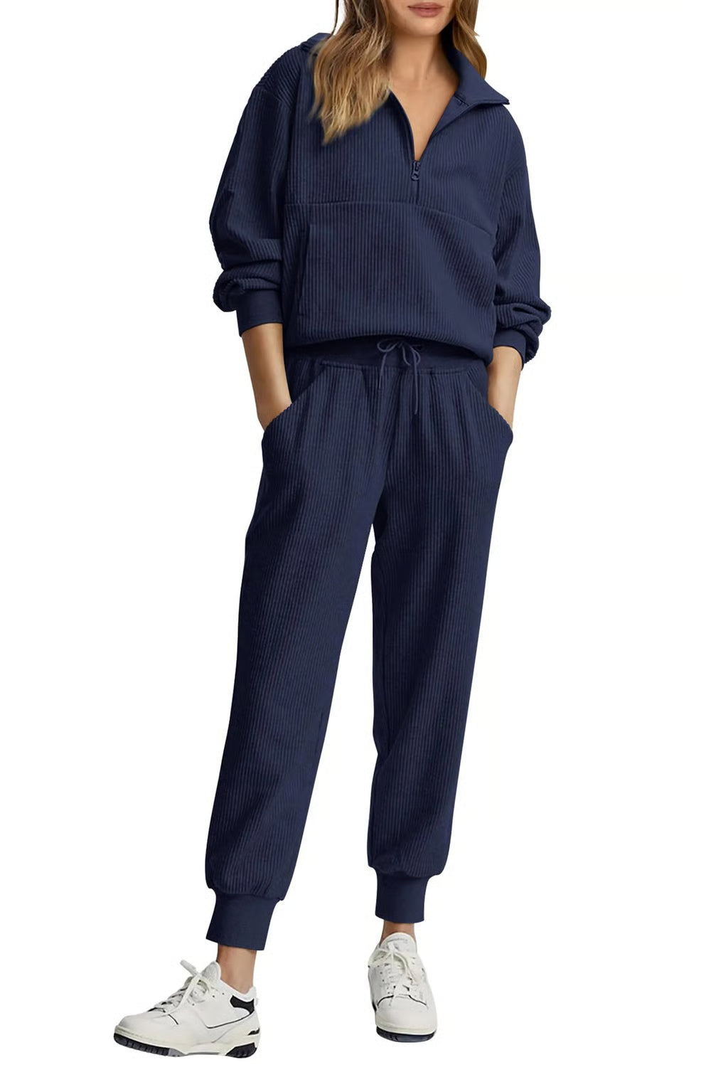StopnShops 2 Piece Long Sleeve Half Zip Pullover Fall Tracksuit Sweatsuits Set