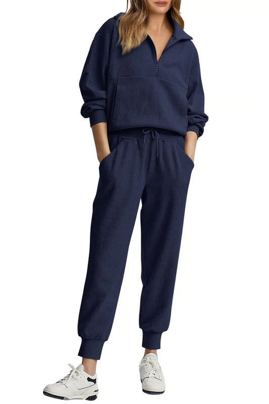 StopnShops 2 Piece Long Sleeve Half Zip Pullover Fall Tracksuit Sweatsuits Set