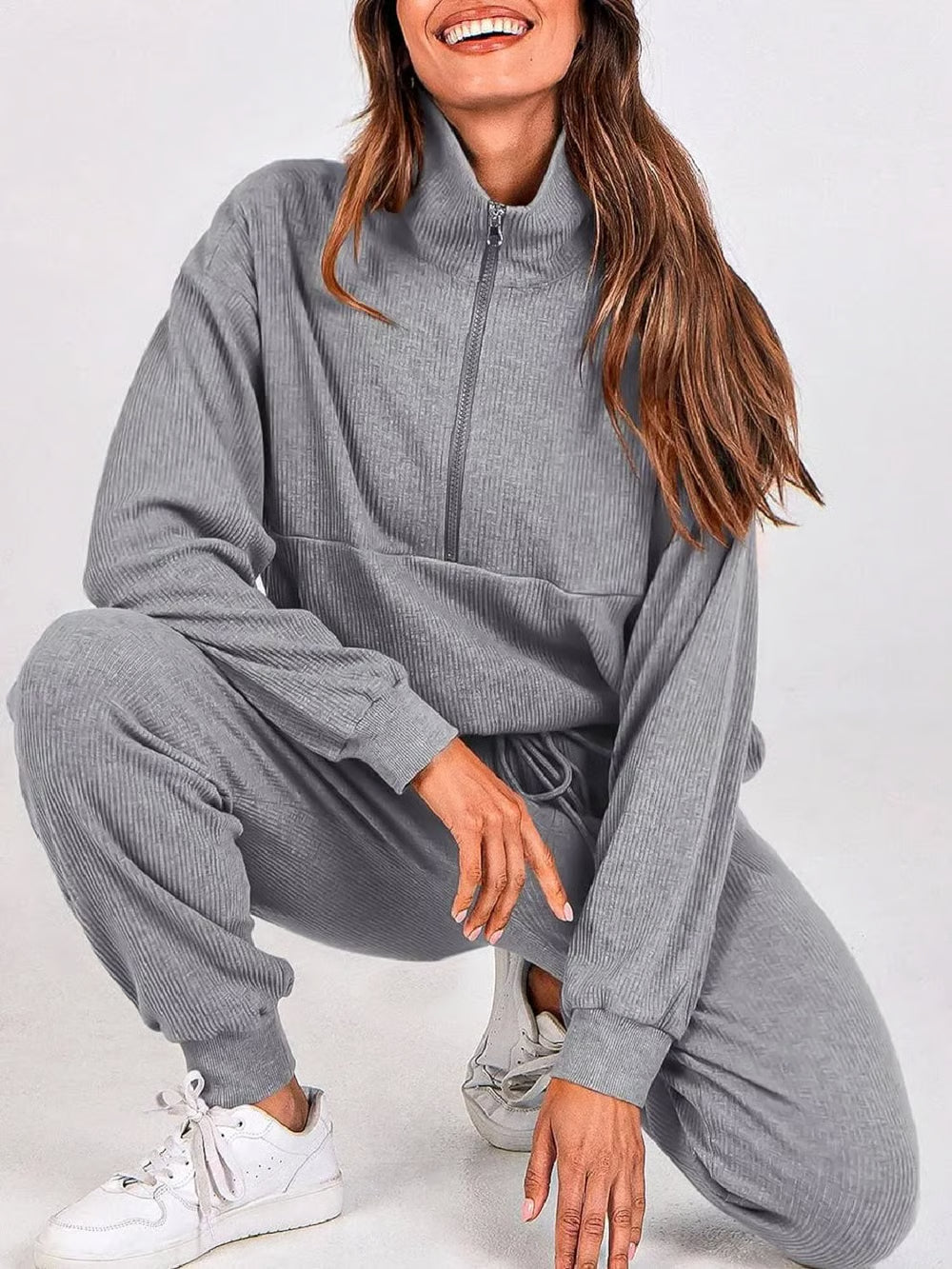 StopnShops 2 Piece Long Sleeve Half Zip Pullover Fall Tracksuit Sweatsuits Set