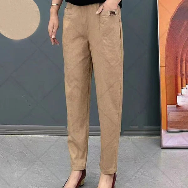 Women's Elastic Waist Cotton Trousers