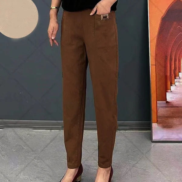 Women's Elastic Waist Cotton Trousers