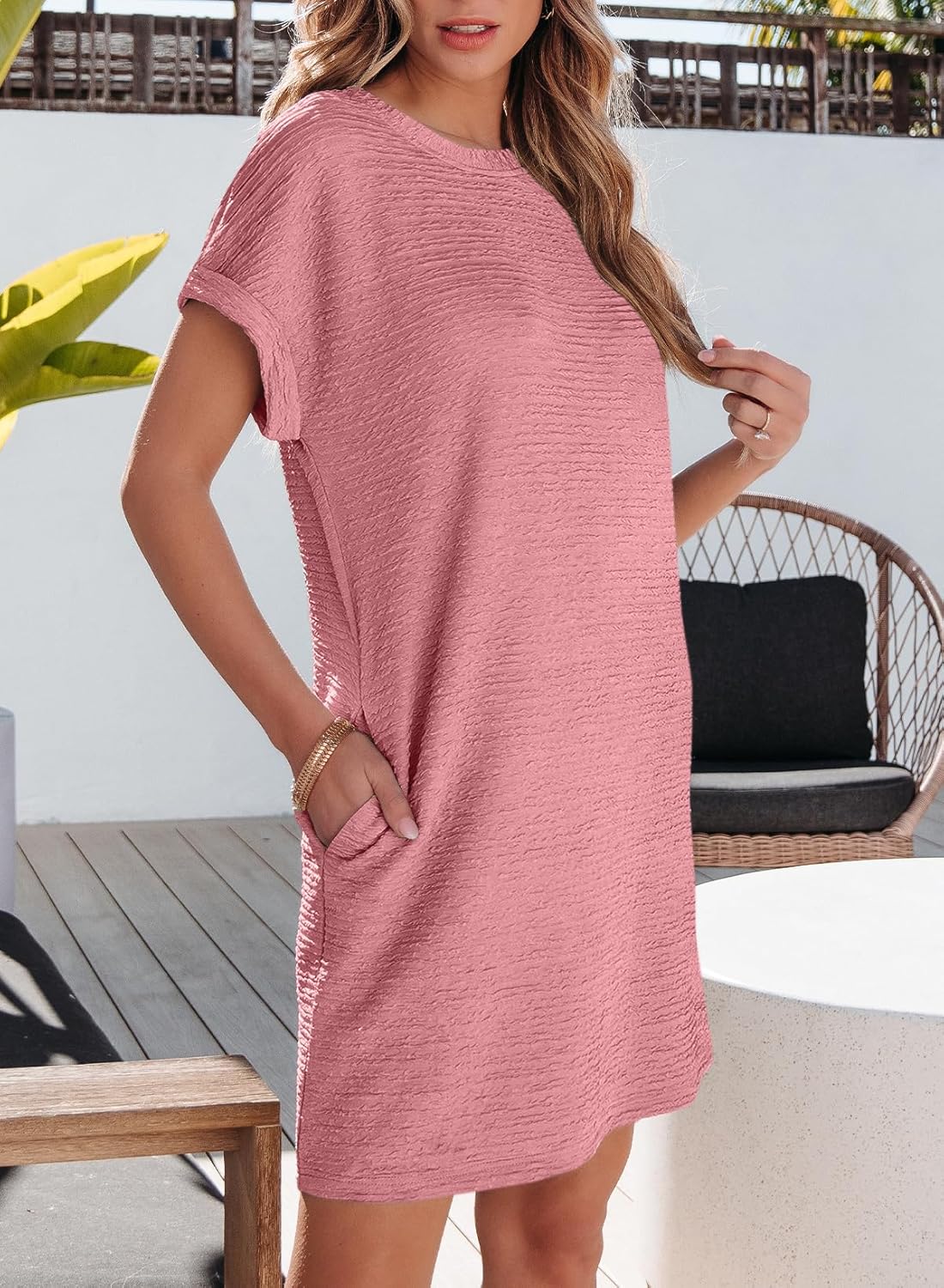 Lightweight Summer T-Shirt Dress with Pocket