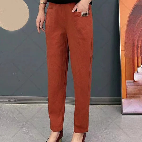 Women's Elastic Waist Cotton Trousers