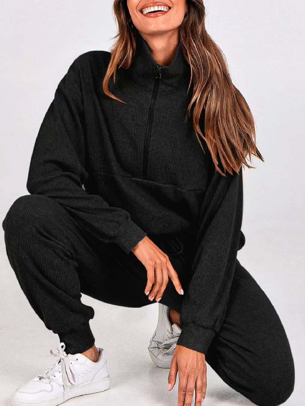 StopnShops 2 Piece Long Sleeve Half Zip Pullover Fall Tracksuit Sweatsuits Set