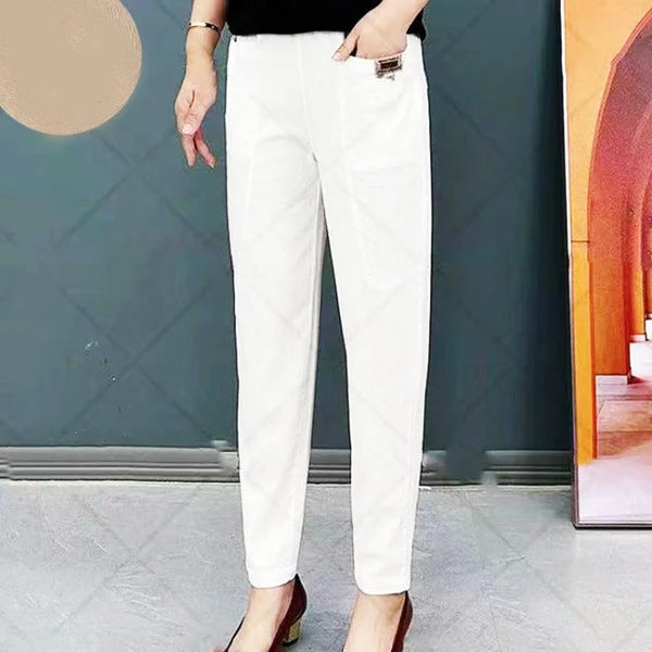 Women's Elastic Waist Cotton Trousers