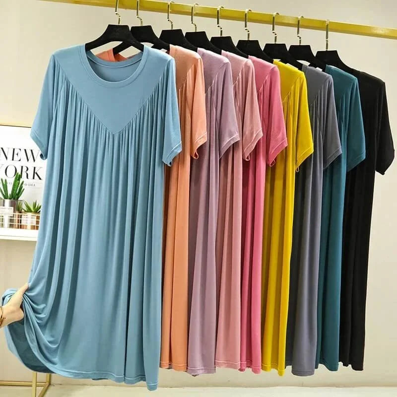 🧊Summer hot sale🧊Super Soft Comfortable Short Sleeve Loose Pajama Dress