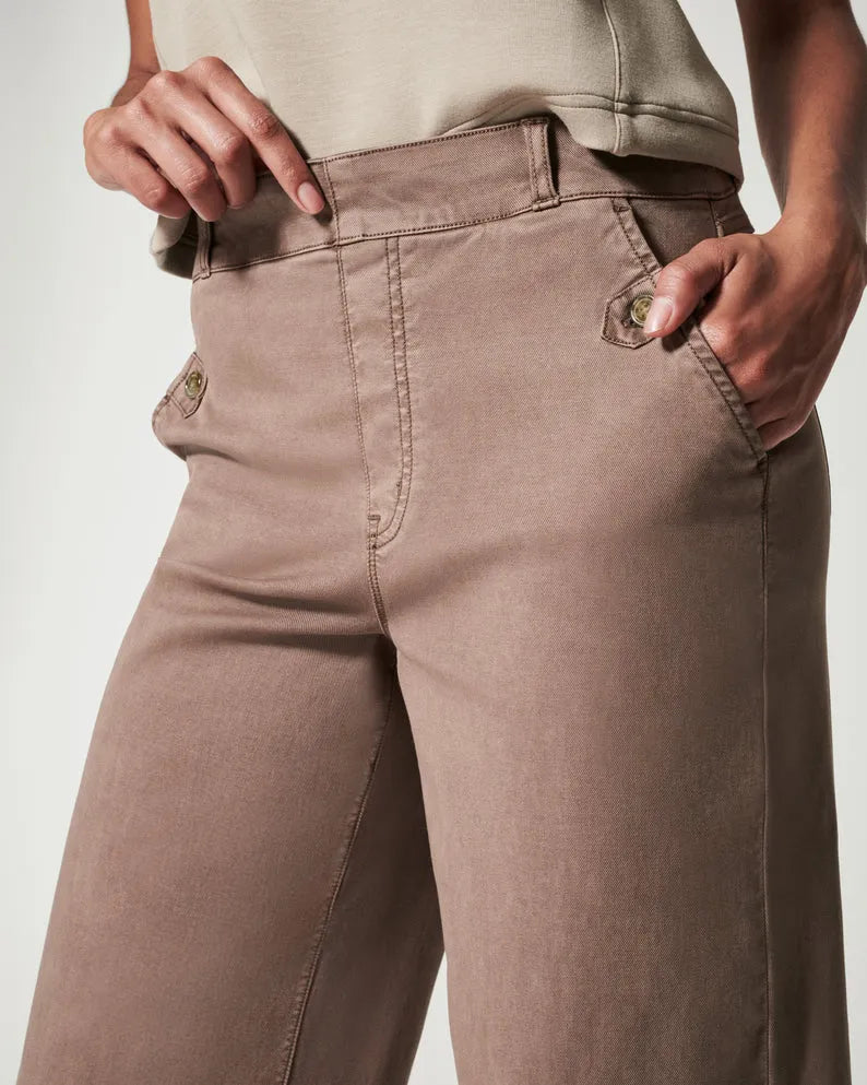 WIDE STRETCH TWILL TROUSERS