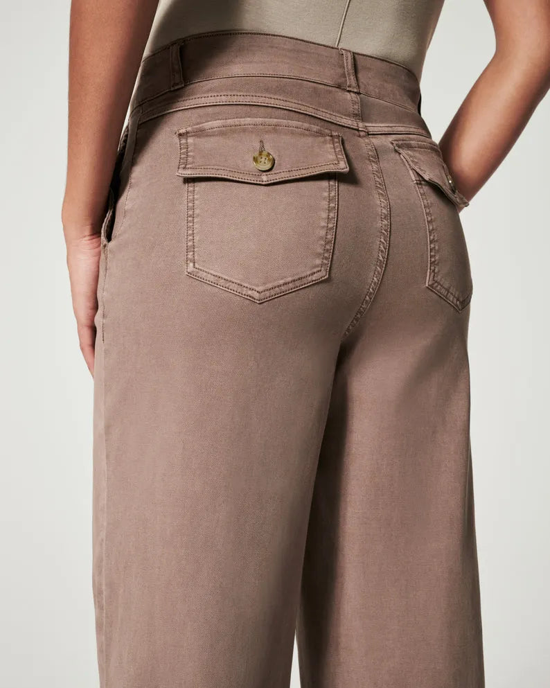 WIDE STRETCH TWILL TROUSERS