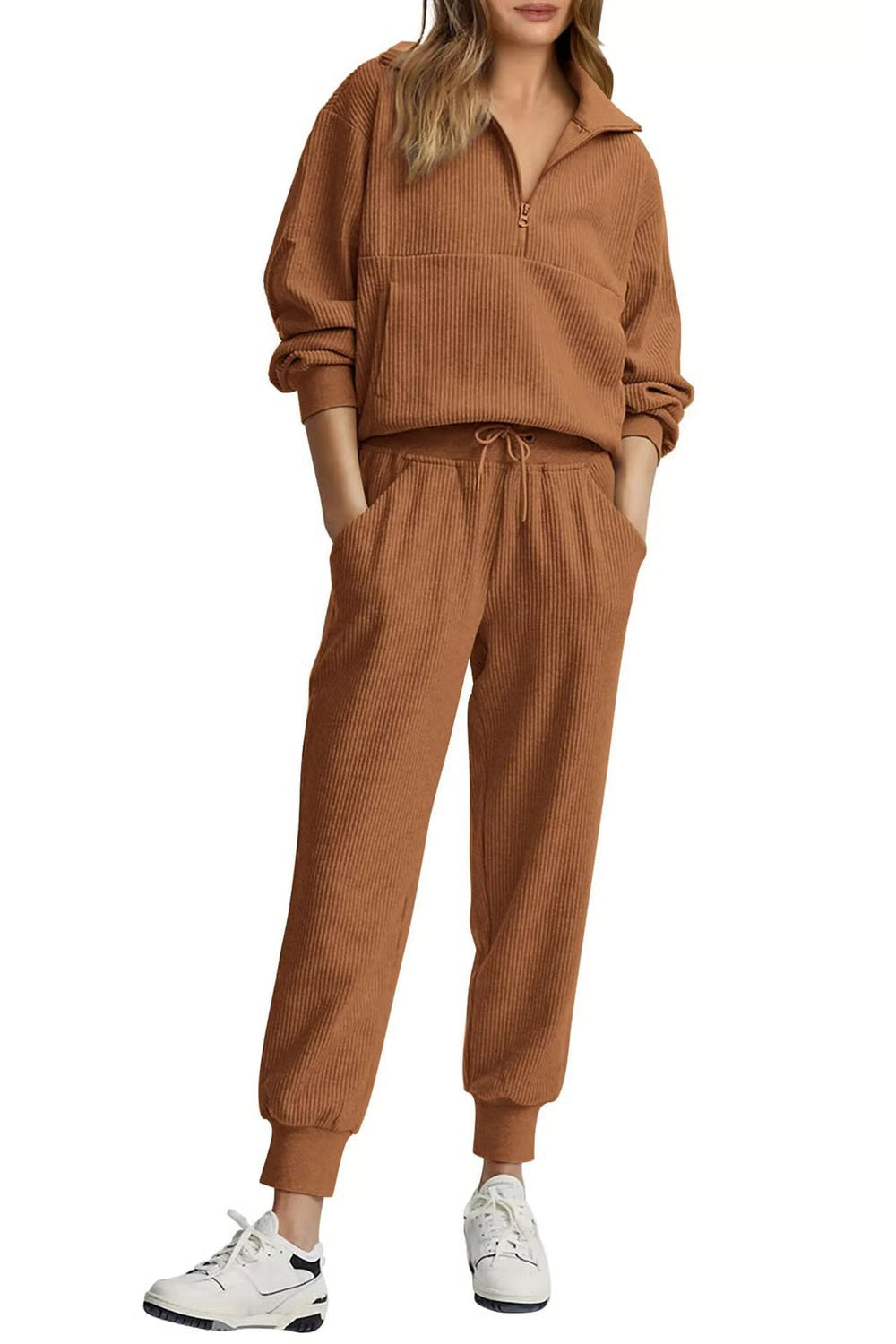 StopnShops 2 Piece Long Sleeve Half Zip Pullover Fall Tracksuit Sweatsuits Set