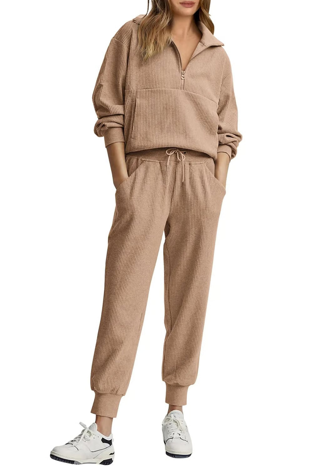 StopnShops 2 Piece Long Sleeve Half Zip Pullover Fall Tracksuit Sweatsuits Set