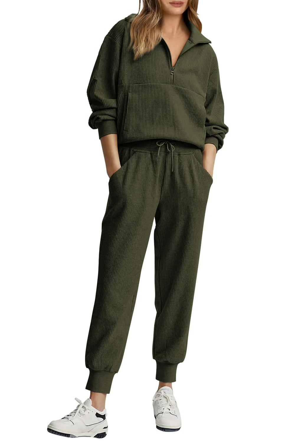StopnShops 2 Piece Long Sleeve Half Zip Pullover Fall Tracksuit Sweatsuits Set