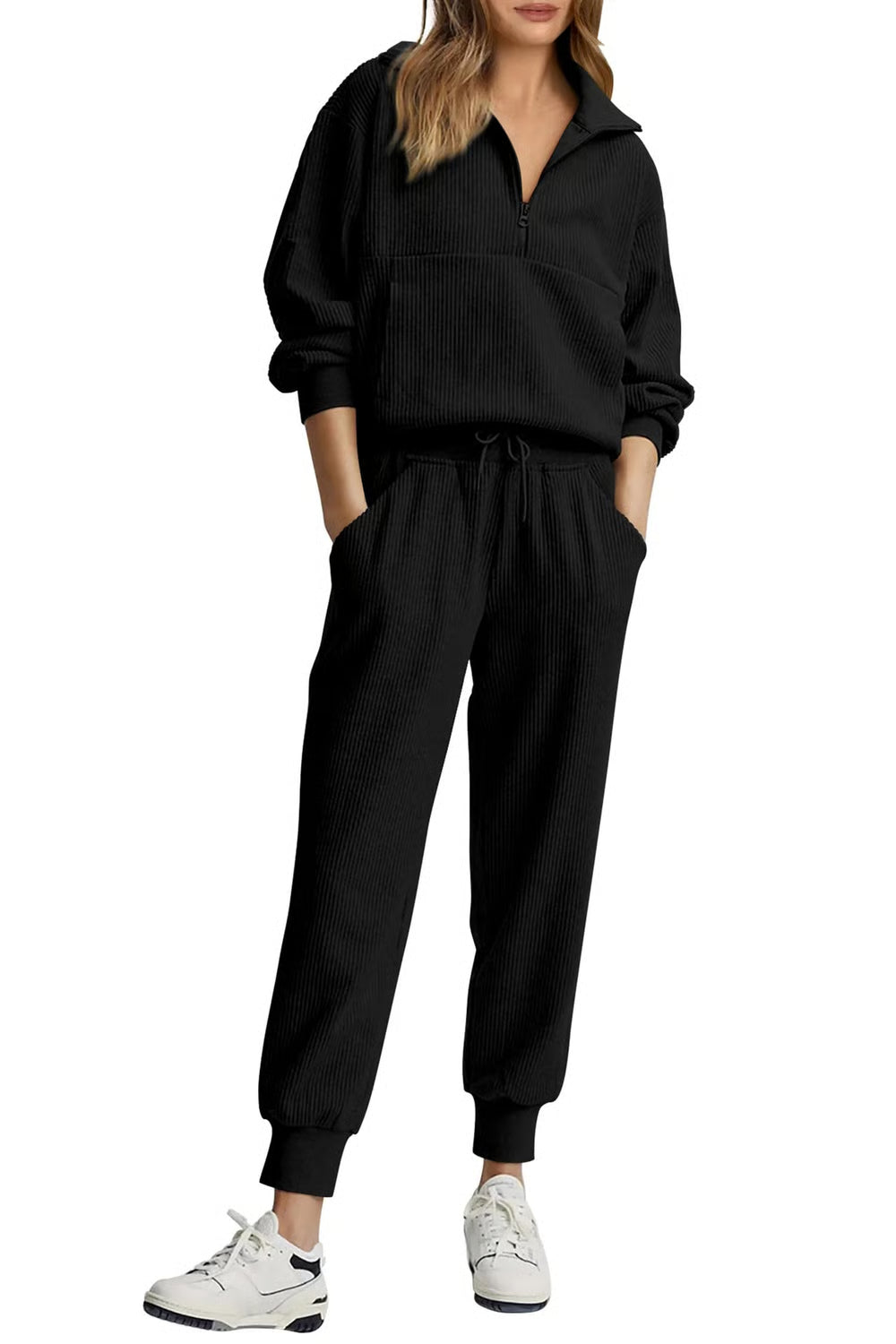 StopnShops 2 Piece Long Sleeve Half Zip Pullover Fall Tracksuit Sweatsuits Set
