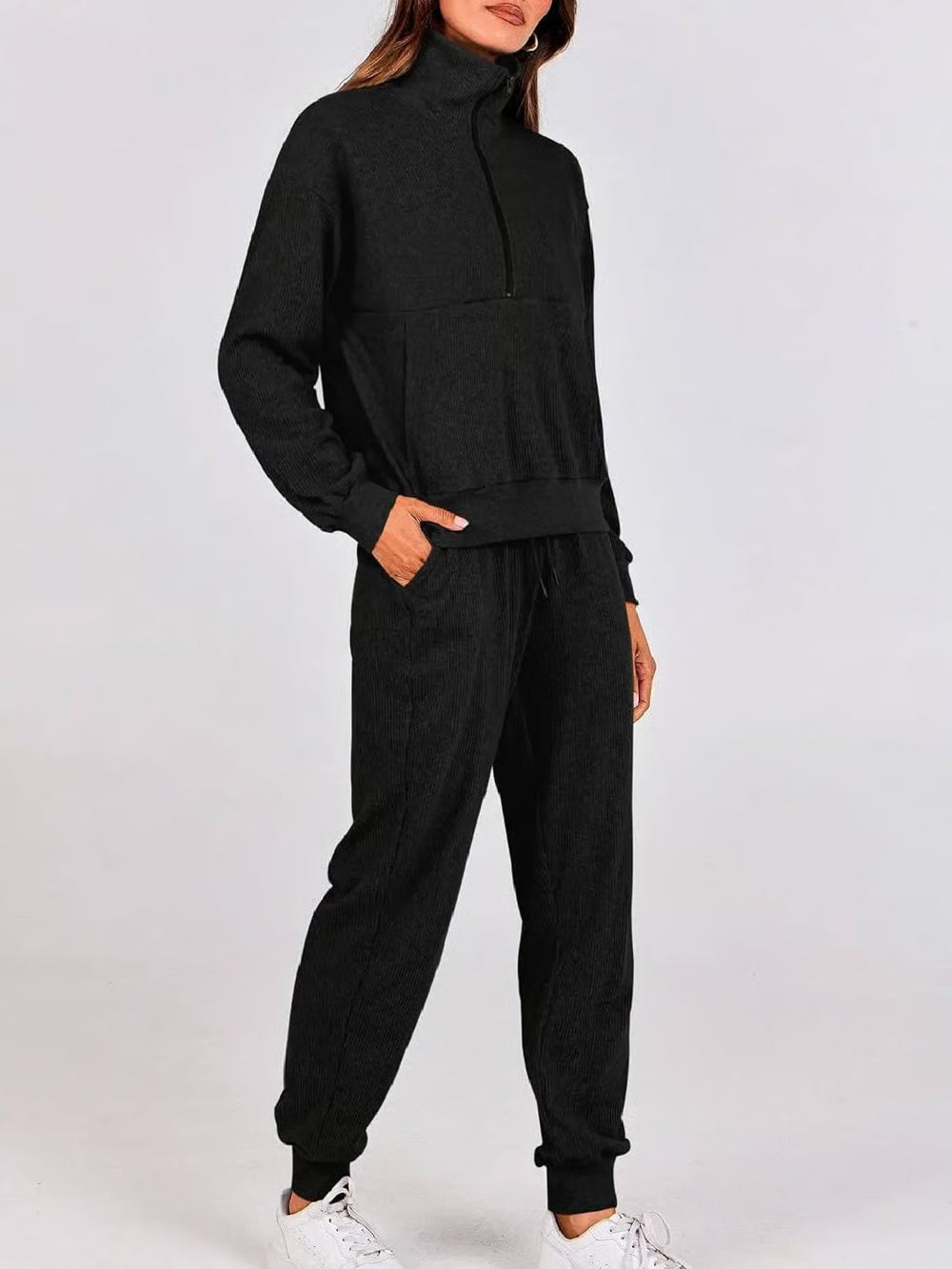 StopnShops 2 Piece Long Sleeve Half Zip Pullover Fall Tracksuit Sweatsuits Set