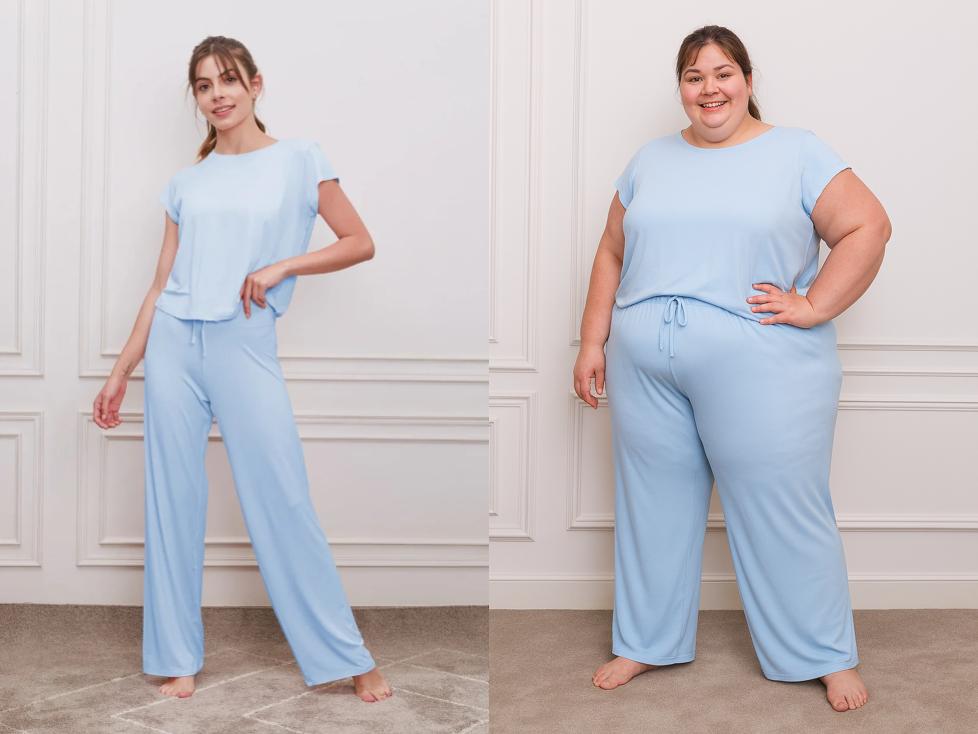 Plus-wear Butter-Soft Cotton Knit Pajama Set - Half Sleeves