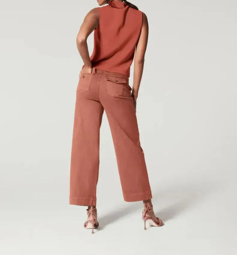 WIDE STRETCH TWILL TROUSERS