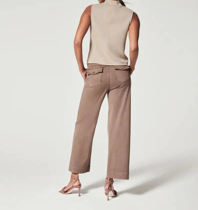 WIDE STRETCH TWILL TROUSERS