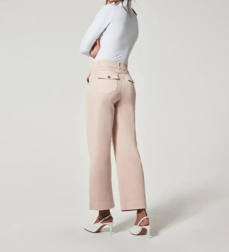 WIDE STRETCH TWILL TROUSERS