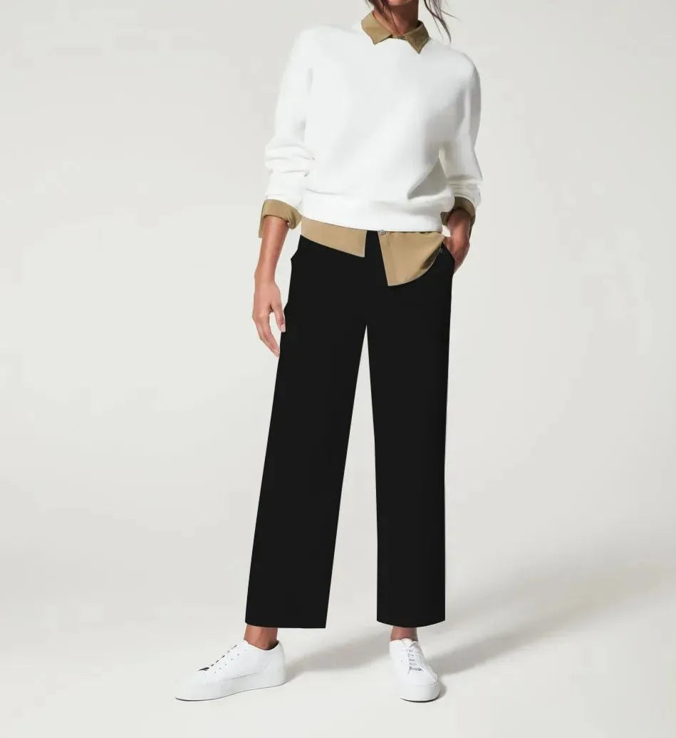 WIDE STRETCH TWILL TROUSERS