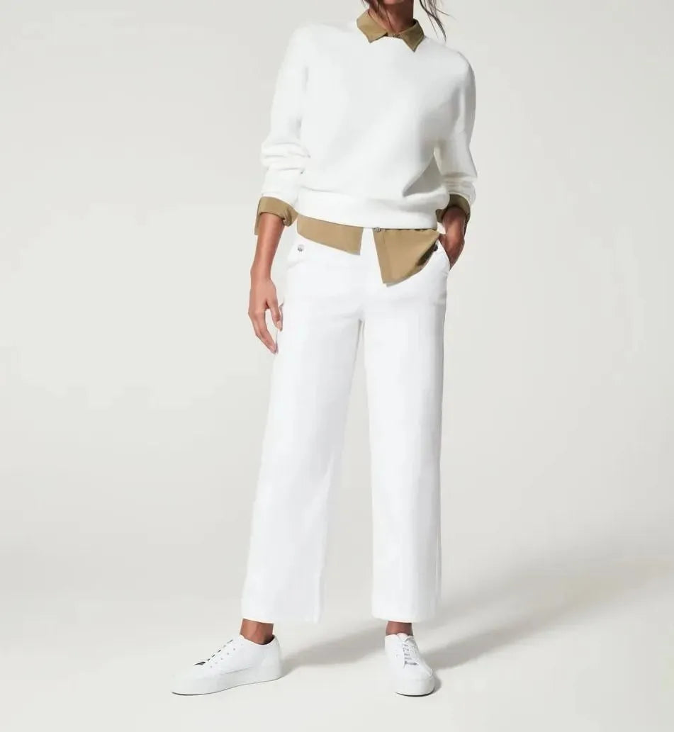 WIDE STRETCH TWILL TROUSERS