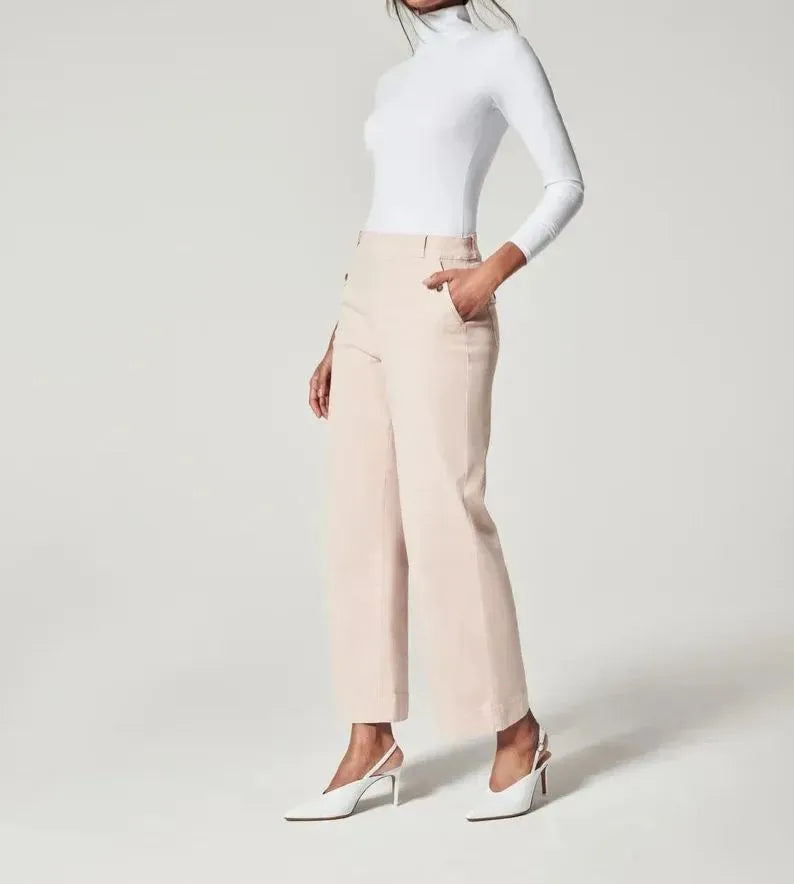 WIDE STRETCH TWILL TROUSERS