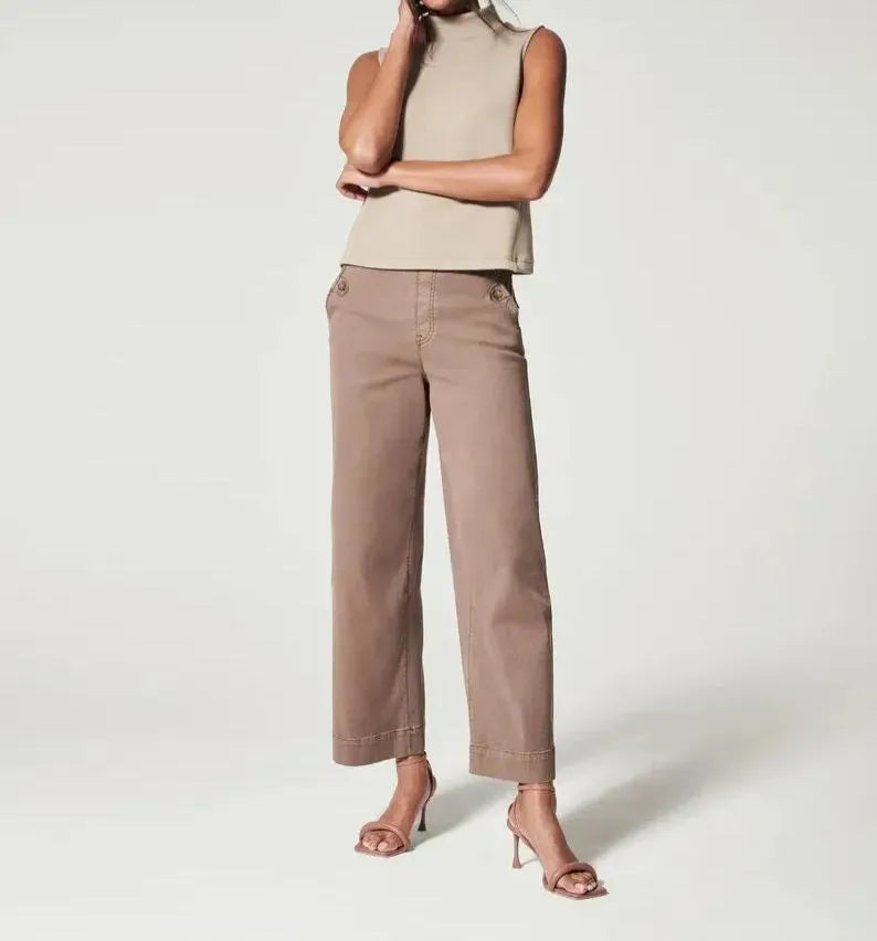 WIDE STRETCH TWILL TROUSERS