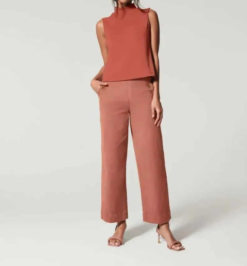 WIDE STRETCH TWILL TROUSERS