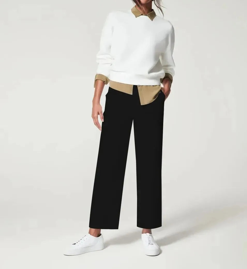 WIDE STRETCH TWILL TROUSERS